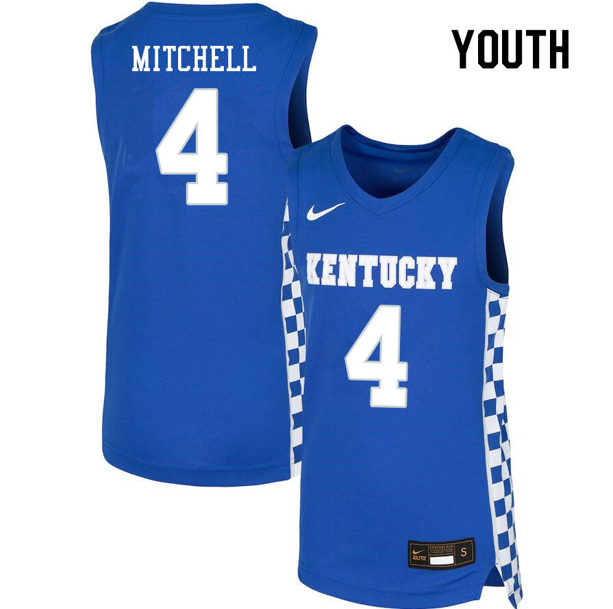 Youth #4 Tre Mitchell Kentucky Wildcats College Basketball Jerseys Stitched Sale-Blue